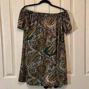 Ladies Beautiful Green and Pink Paisley Mini Dress or Tunic Sz 1X